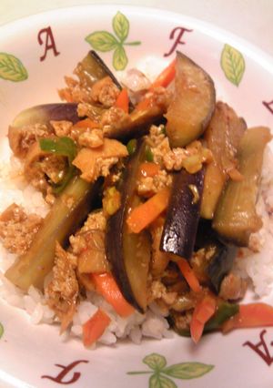 お肉がなかった日のマーボーなす(丼)-レシピのメイン写真