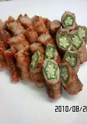 オクラの豚肉(スライス)薄切り巻き-レシピのメイン写真
