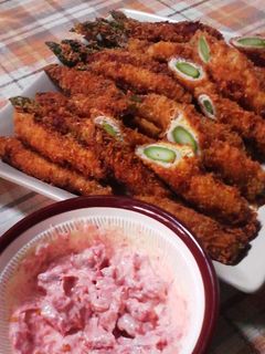 アスパラの肉巻きフライ★梅マヨソース-レシピのメイン写真