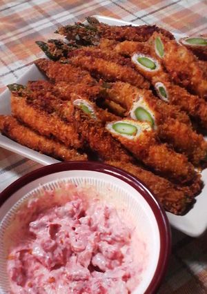 アスパラの肉巻きフライ★梅マヨソース-レシピのメイン写真