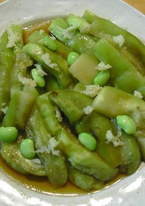 ゴマ油香る♪レンジで蒸しナス　枝豆添え☆-レシピのメイン写真