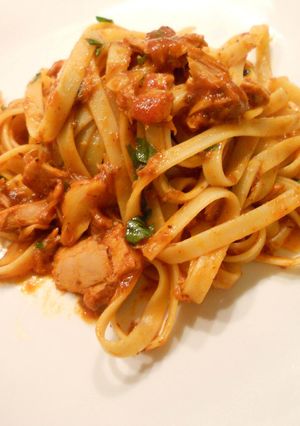 ツナとブラックオリーブのトマトパスタ-レシピのメイン写真