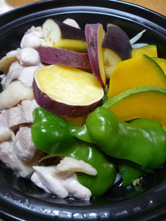 タジン鍋de彩り野菜と鶏の蒸し焼き肉♯-レシピのメイン写真