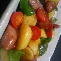 ジャガ芋とソーセージ夏野菜のカレー炒め-レシピのメイン写真