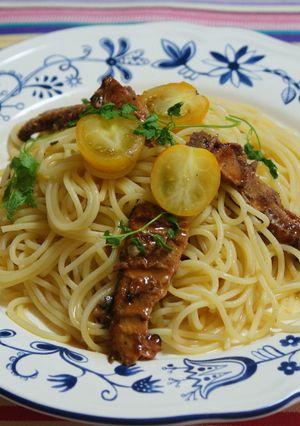 秋刀魚の蒲焼き＆トマトの冷製パスタ♪-レシピのメイン写真