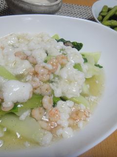 ふわトロッ☆青梗菜のえびあんかけ泡雪風-レシピのメイン写真