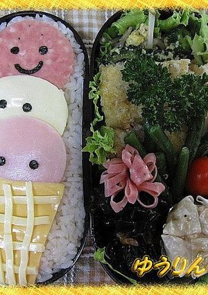 簡単キャラ弁 ☆ 3段アイスクリーム-レシピのメイン写真