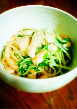 鶏肉と水菜の柚子胡椒パスタ-レシピのメイン写真