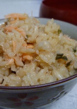 ふっくら～♬ネギと鮭の炊き込みご飯-レシピのメイン写真