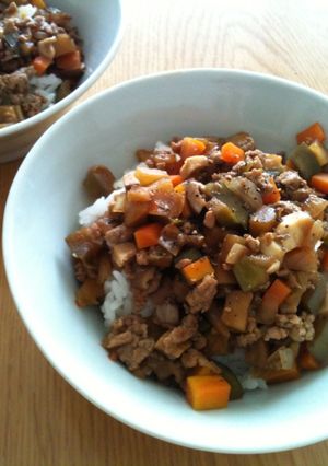 いろいろ野菜のマーボ茄子丼-レシピのメイン写真