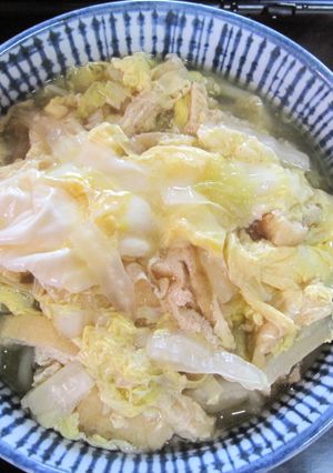 白菜とお揚げの卵とじうどん-レシピのメイン写真