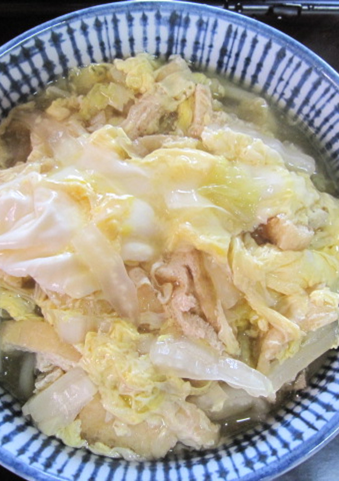 白菜とお揚げの卵とじうどん-レシピのメイン写真