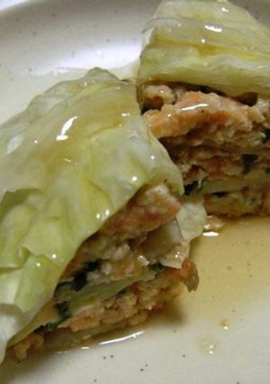 鮭と冷凍豆腐のキャベツの重ね蒸し-レシピのメイン写真