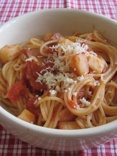 長芋とベーコンのトマトパスタ♪-レシピのメイン写真