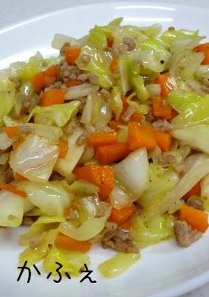 簡単　豚ひきとキャベツinゴマ油風味-レシピのメイン写真