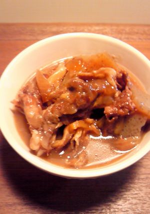 豚肉で！こんにゃくの牛筋煮込み風。-レシピのメイン写真