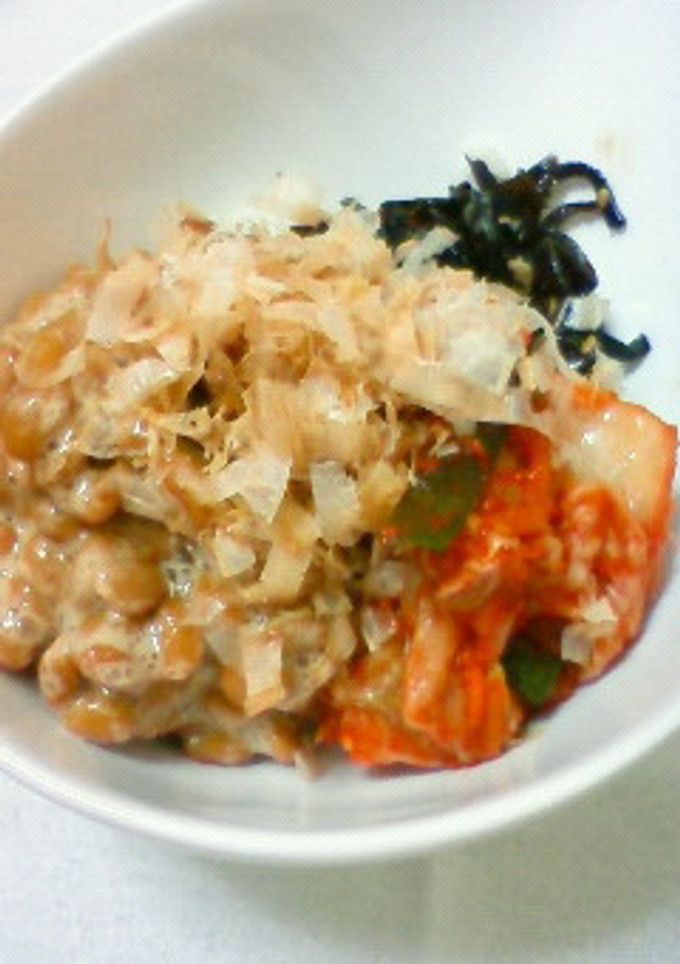 納豆とこんぶとｷﾑﾁ丼*ﾟ-レシピのメイン写真