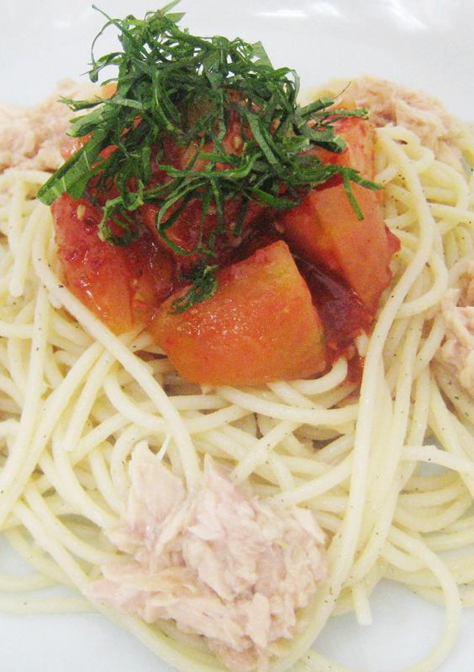 【『とまとキムチ』の冷製パスタ】の作り方-レシピのメイン写真
