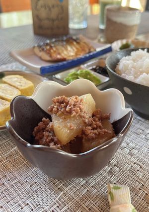アメリカ★大根と牛ひきのしょうが風味煮物-レシピのメイン写真