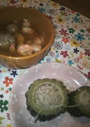 ゴーヤの肉詰め煮＆一緒にスープ-レシピのメイン写真