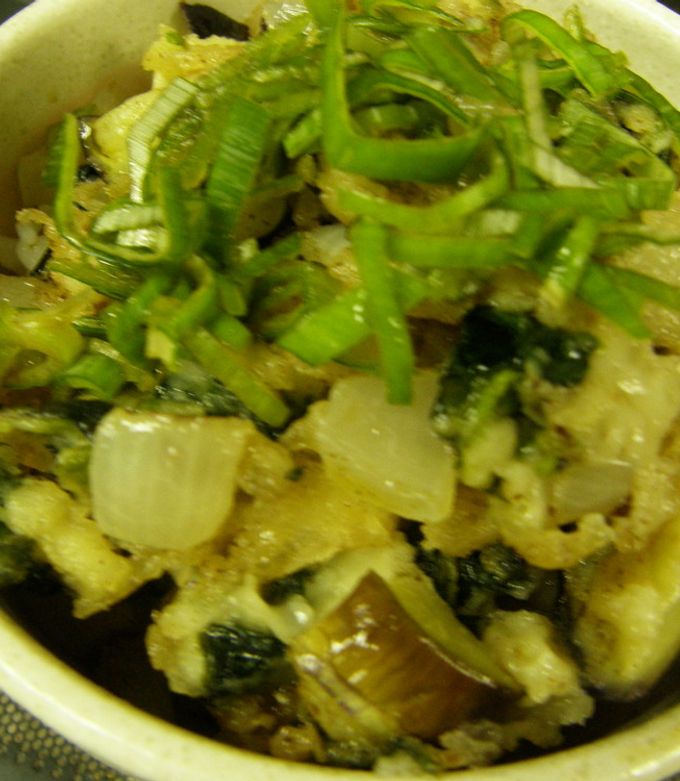 かき揚げ丼　ナス　タマネギ　ほうれん草-レシピのメイン写真
