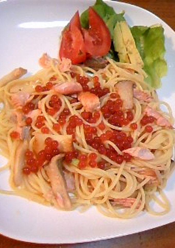 簡単！鮭といくらのしょうゆ漬けのパスタ-レシピのメイン写真