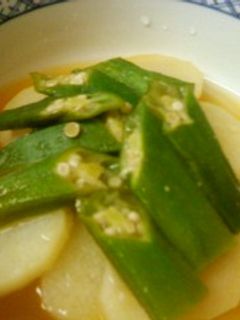 レンジで5分!オクラと山芋の煮物-レシピのメイン写真