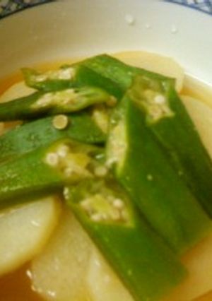 レンジで5分！オクラと山芋の煮物-レシピのメイン写真