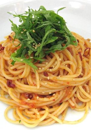 【『梅干キムチ』の冷製パスタ】の作り方-レシピのメイン写真