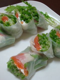 サーモンと水菜の生春巻き-レシピのメイン写真