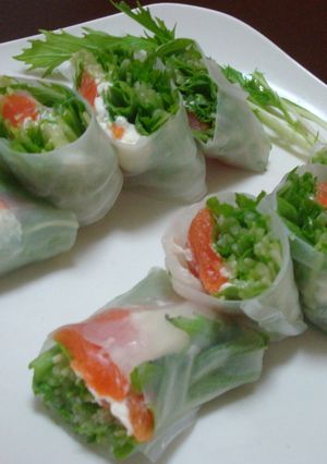サーモンと水菜の生春巻き-レシピのメイン写真