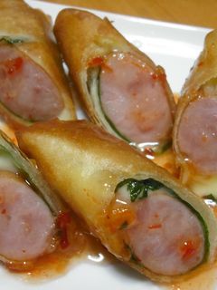 ウインナー春巻きのスイートチリソースがけ-レシピのメイン写真