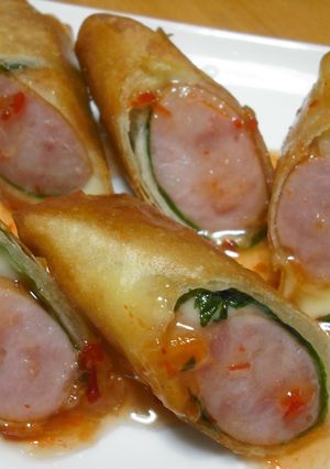 ウインナー春巻きのスイートチリソースがけ-レシピのメイン写真