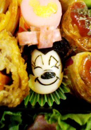 キャラ弁おかず 鶉でミニー-レシピのメイン写真