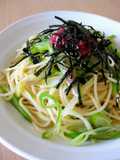 ねぎとみょうがの梅パスタ