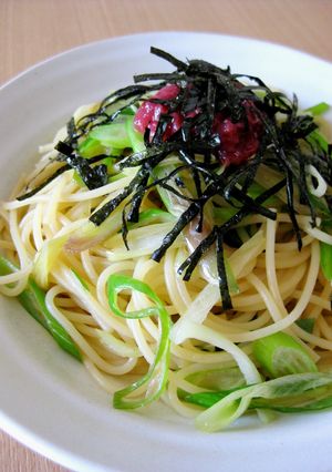 ねぎとみょうがの梅パスタ-レシピのメイン写真