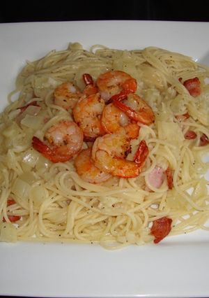 豪華に見えちゃう！海老とベーコンのパスタ-レシピのメイン写真