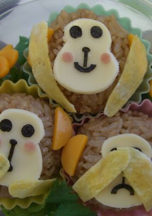 キャラ弁♪見ざる・言わざる・聞かざる-レシピのメイン写真