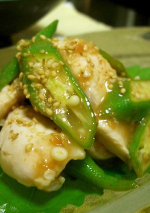 柔らか鶏ささみ＆オクラの梅肉ソース和え-レシピのメイン写真