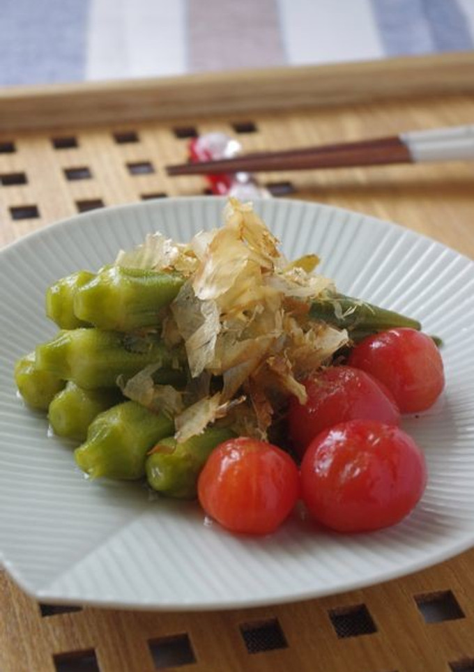 オクラとトマトのだし煮～からしを添えて～-レシピのメイン写真