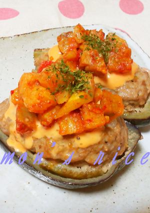 ✿茄子のチーズハンバーグボート✿-レシピのメイン写真