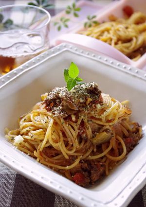 スチームケースで！ミートソーススパゲティ-レシピのメイン写真