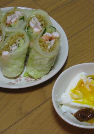 キャベツでヘルシー生春巻 肉味噌ソース-レシピのメイン写真