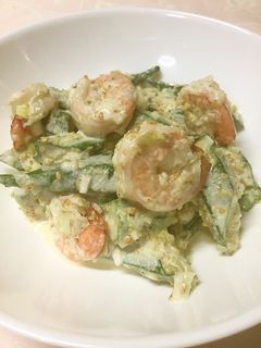 オクラとエビの胡麻ネギマヨ和え-レシピのメイン写真