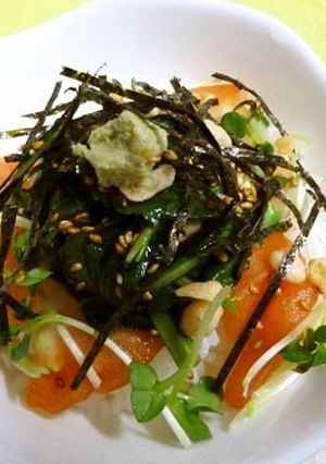 アレンジ自在・トマト・モロヘイヤ丼　-レシピのメイン写真