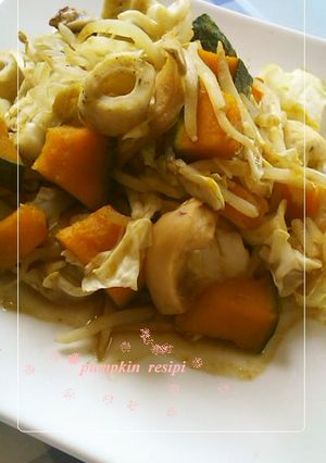 レンジだけ！かぼちゃとちくわの蒸しもの-レシピのメイン写真