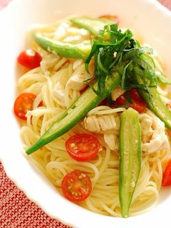 柚子胡椒風味★夏野菜と蒸し鶏の冷製パスタ-レシピのメイン写真