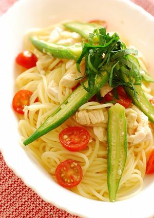 柚子胡椒風味★夏野菜と蒸し鶏の冷製パスタ-レシピのメイン写真