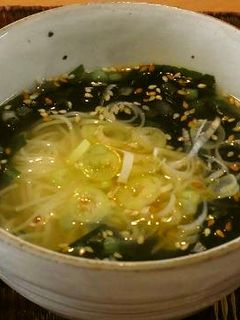 一人暮らしに。わかめスープそうめん-レシピのメイン写真