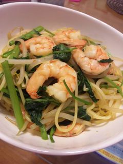 簡単★空芯菜とエビのパスタ-レシピのメイン写真